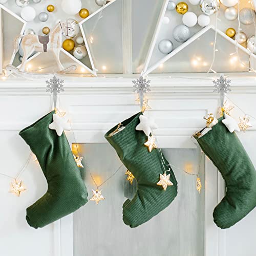 Peryiter 12 Pcs Snowflake Stocking Holders Metal Hooks for