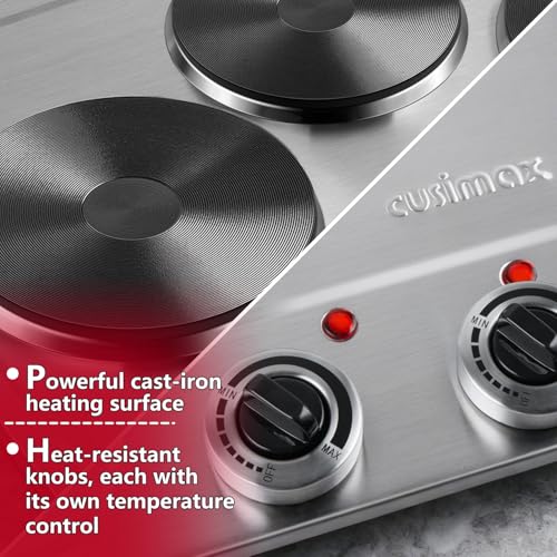 CUSIMAX 1800W Portable Electric Hot Plate with Triple Burners & Independent Temperature Control