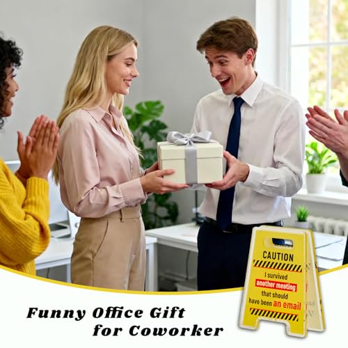 Yellow Caution Bosses Day Desk Sign - Funny Office Decor for Women Gift