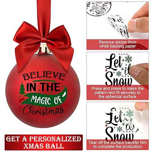 45 Pcs Christmas Words UV Decals for Christmas Ball Decor Inspired Holiday Letter Greeting Sticker Waterproof Ornament Sticker for Crafts Xmas Ball Bottle Decal Xmas Decoration(Novel)