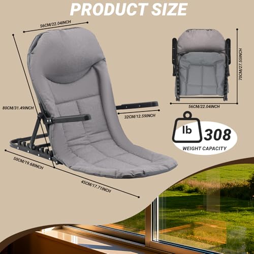 Adjustable Bed Backrest with Armrests - 7-Level Folding Support Cushion