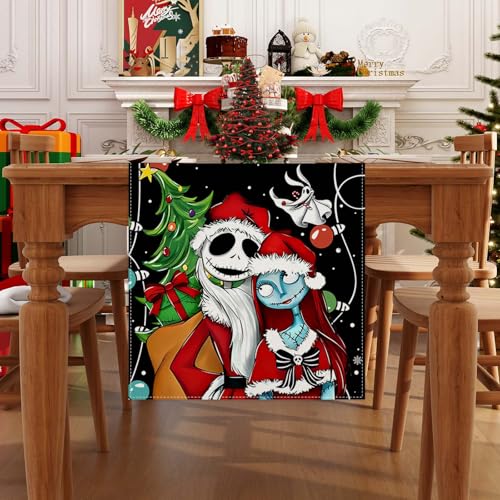 Black Christmas Table Runner 13" x 90" Holiday Home Decor for Xmas