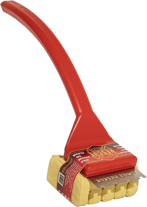 Grill Rescue BBQ Grill Brush - Durable Bristle-Free Scraper Head for Cast Iron & Stainless Steel Grates