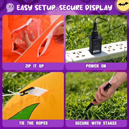10FT Halloween Inflatable Pumpkin Ghost Yard Decoration with LED Lights