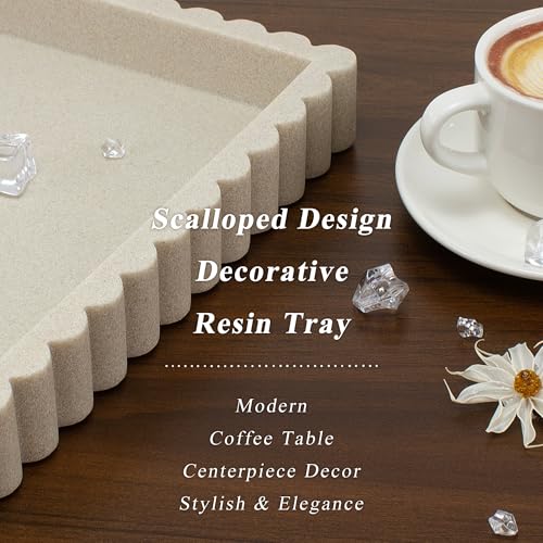 Beige 14-Inch Modern Decorative Tray for Coffee Table - YMXYJM