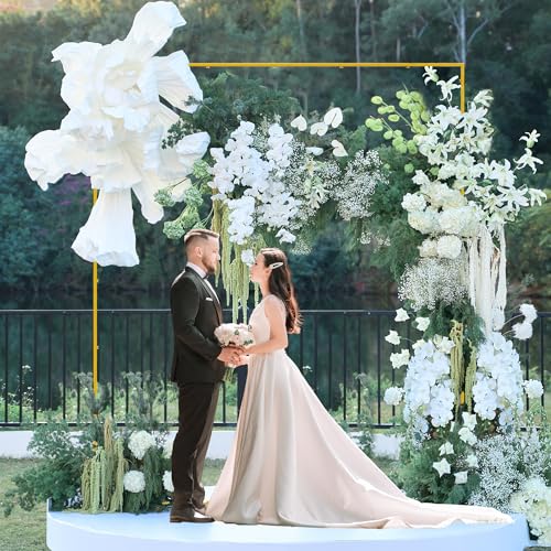 8FT x 8FT Square Wedding Arch Backdrop Stand Gold Metal Frame - Wedding Decor