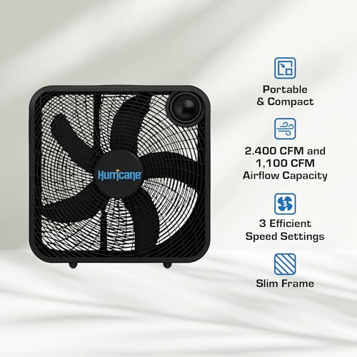 Hurricane Classic 20-Inch Floor Box Fan - 3-Speed, Black, 1 Pack
