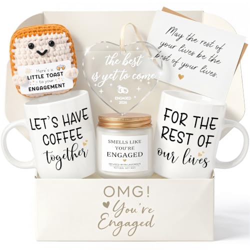Engagement Gift Set for Couples - Heart Mug Candle & More