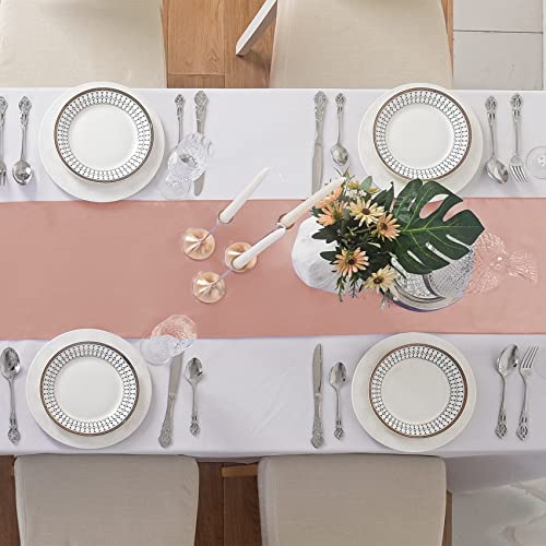 6Pack Satin Table Runner 12x108 Inches - Rose Gold, 6 Pack for Wedding & Events