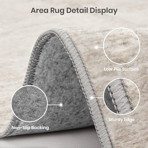 4x6 Beige Washable Area Rug for Entryway & Bedroom Non-Slip Floor Covering - Valenrug