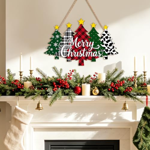 Christmas Wooden Wreath Sign Merry Christmas Front Door Decor