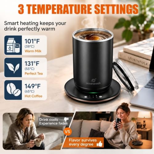 Black Self Stirring Coffee Mug - 10 oz Heated Mug with Magnetic Stirrer (Variation of THIS listing)