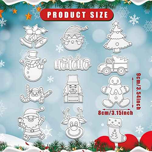 Oudain 36 Pcs DIY Christmas Refrigerator Magnets - Color Your Own Fridge Magnets - Holiday & Xmas Party Favors