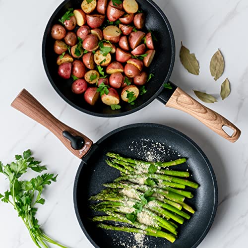 IRIS USA, Inc. Cast Aluminum Nonstick Frying Pan Skillet with Soft Touch Handle, 10 inch Fry Pan