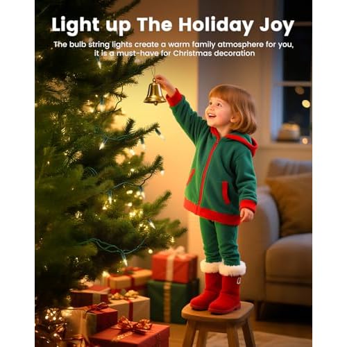 Clear Christmas String Lights 100 Count 25 Feet Incandescent Bulb Mini Lights for Indoor Xmas Tree Garland Birthday Wedding Party Festival Decoration, Green Wire