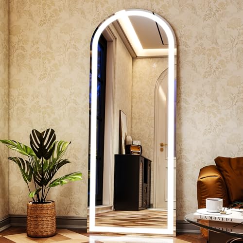 XRAMFY LED White Arched Full Length Mirror - 21“ x 64” Adjustable