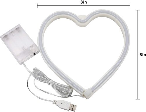 2-Pack Pink Heart Neon Sign, Neon Heart Lights Battery Operated or USB Powered For Valentines Day Decorations, LED Valentines Lights for Wedding Proposal Anniversary Mothers Day Girls’ Bedroom Decor