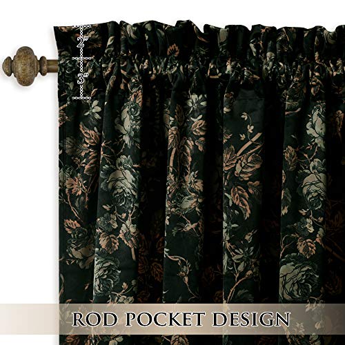 StangH Black Velvet Curtains 84 Inches Long Retro Floral Drapes 2