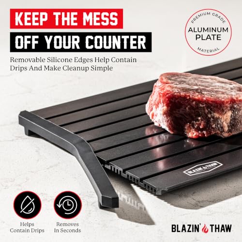 Black 16" Aluminium Defrosting Tray for Frozen Meat - Natural Thawing Plate