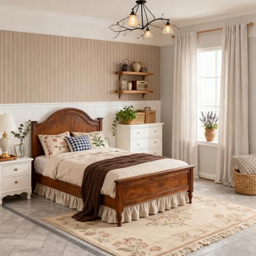 Linen Curtains for Living Room - 50W x 96L Semi Sheer Farmhouse Drapes Set of 2 Natural Linen