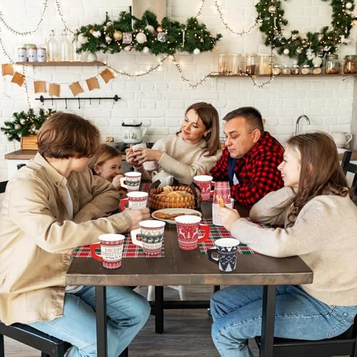 Retro Christmas Disposable Paper Cups with Handles, 100 Pack, Ugly Sweater Pattern, 9 Oz Holiday Drinkware - Variants 100