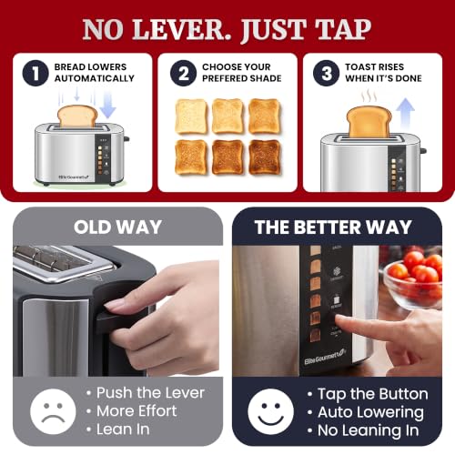 Stainless Steel 4-Slice Long Slot Automatic Toaster with Digital Touchscreen