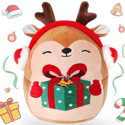 Christmas Stuffed Animals Plush Toys - 10 Inch Soft and Hugging Deer Stuffed Animal Plushes for Kids, Girls & Boys - Ideal 2025 Christmas Collectible Toys Gifts Holiday Home Decorations