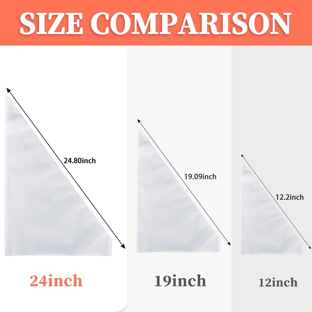 Skiennix 24 Inch Extra Large Disposable Piping Bags - 50 Pack Heavy Duty Icing Bags for Cake Decorating