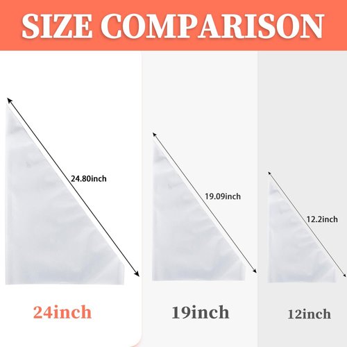 24 Inch Extra Large Piping Bags Disposable,50 Pack Thick Pastry Bags with 6 Bag Ties, Heavy Duty Icing Bags for Frosting,Cream and Pastry Filling,Cake Decorating bags