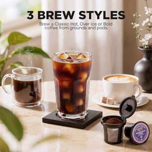 Tastyle Classic Black Single Serve Coffee Maker with 16 Oz Brew & Ice Function
