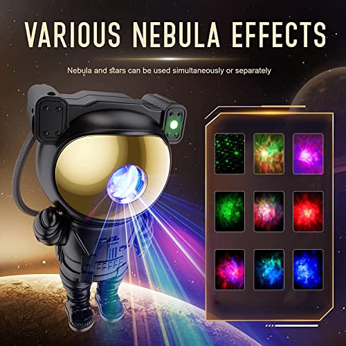 Galaxy Projector for Gaming Room Decor - Black Astronaut Nebula Light with Remote