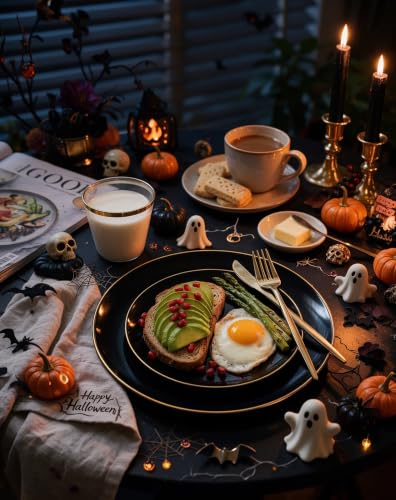 Black and Gold Disposable Plate Set for 25 Guests - Party Cutlery & Cups