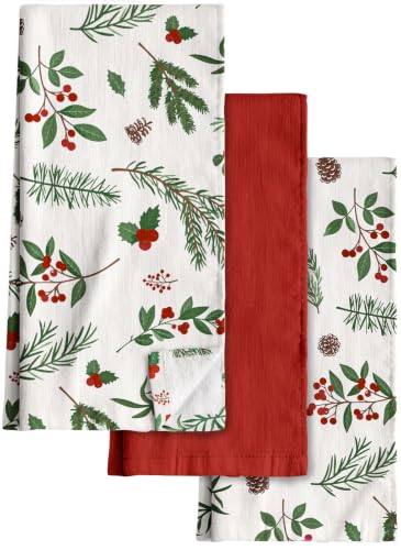 Miss Adola Christmas Frost 3-Piece Cotton Kitchen Towels 270GSM, 15 x 25 in