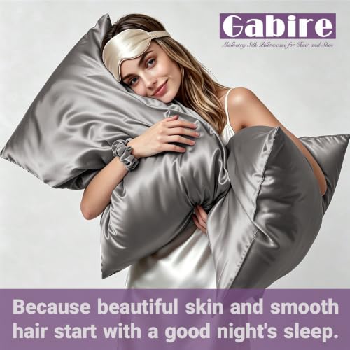Gabire Mulberry Silk Pillowcases Set of 2 King Grey - Skin & Hair Care