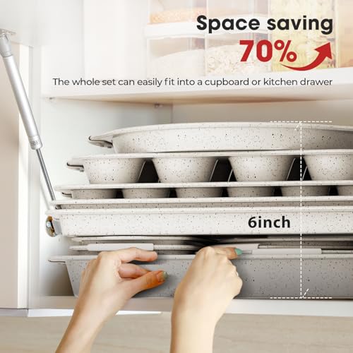 White 11-Piece Nonstick Stackable Bakeware Set - Versatile Baking Pans
