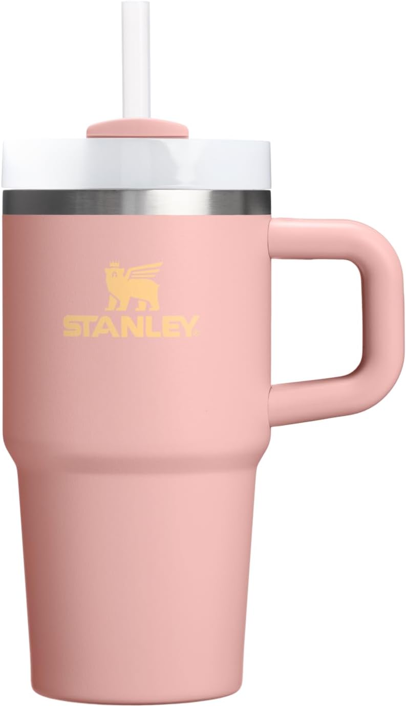 STANLEY Quencher H2.0 Tumbler - 20 oz Insulated Stainless Steel Cup with Handle & Straw | Peach Rose