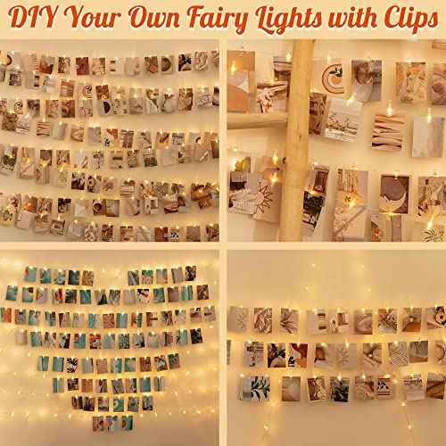 Photo Clips String Light, Fairy Lights with 51 Clear Clips, Battery Operated String Lights with Clips for Pictures, Room Decorations for Dorm Wall Bedroom