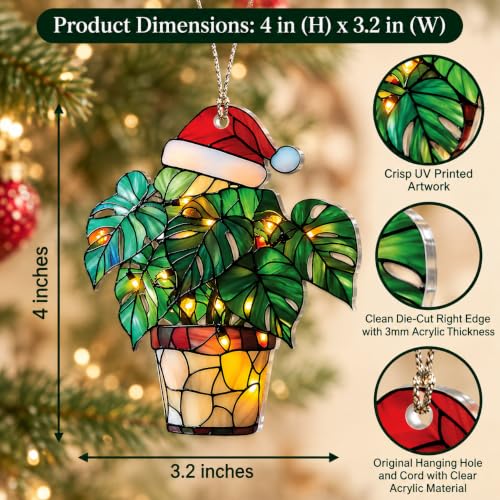 Acrylic Plant Suncatcher Christmas Ornament for Plant Lovers - Holiday Decor