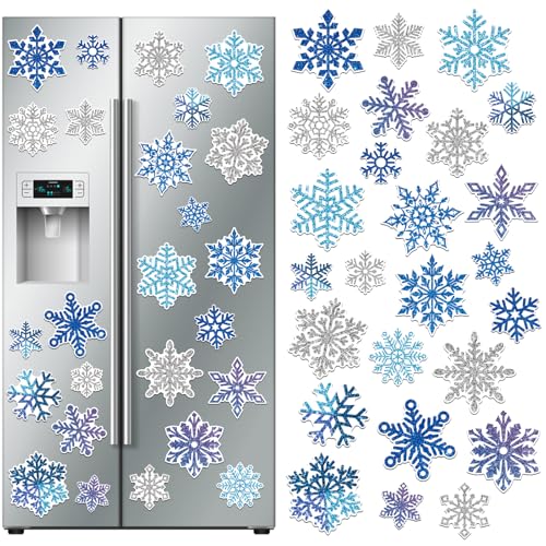 Auzesto Snowflake Refrigerator Magnets 25Pcs Winter Christmas Decor