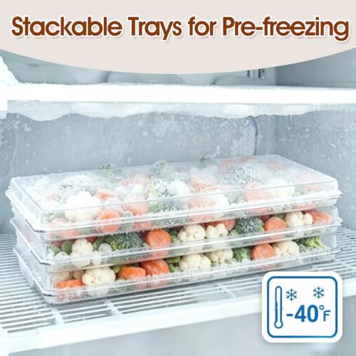 Rooboss 4-Pack Metal Freeze Dryer Trays with Lids for Harvest Right Small - Stackable, Food Grade Stainless Steel Pre-Freezing & Dust Cover