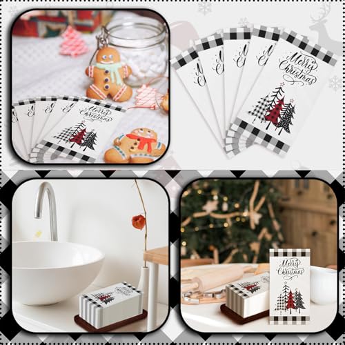 Sinmoe Christmas Tree Disposable Paper Napkins 200 Pack for Bathroom & Party, Holiday Decor