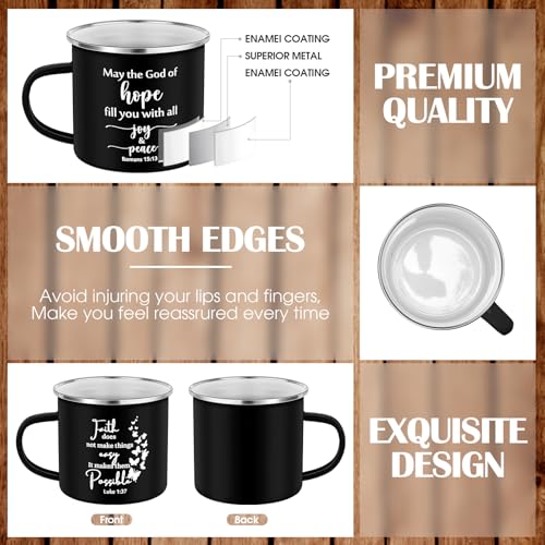 Mifoci Christian Enamel Coffee Mugs with Handle Men Women, Black, 12