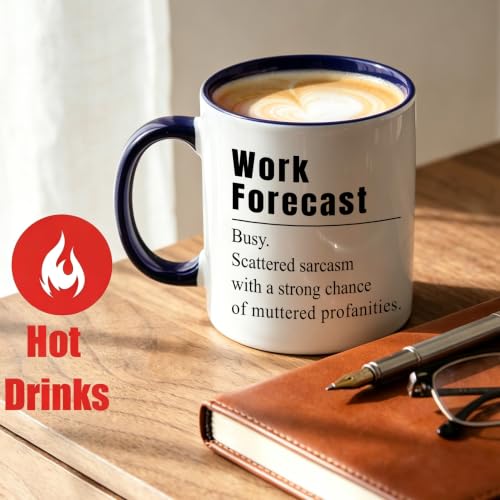 JUUNMAOO Blue Bosses Day Mug - Funny Work Forecast Coffee Cup, 11oz