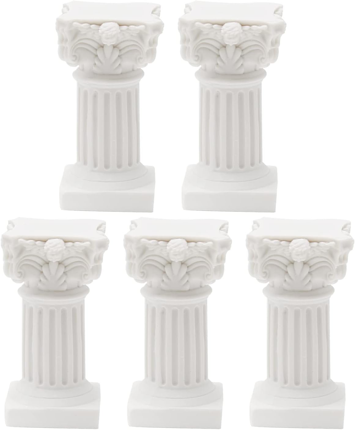 Saihisday Mini Roman Pillar Greek Columns - 5Pcs Resin Decorative Statues for Christmas & Weddings | 1.18" L x 1.18" W x 2.56" H (White)