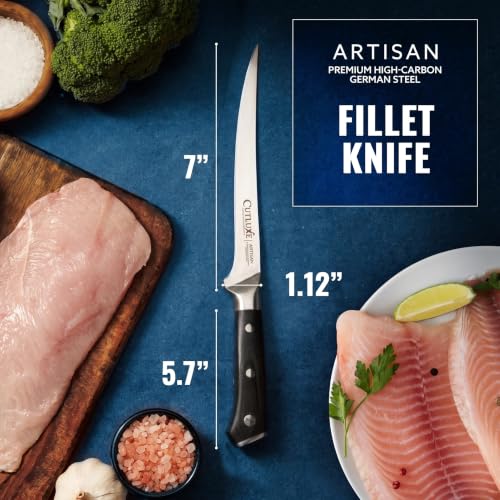 7-Inch Flexible Fish & Meat Fillet Knife - Razor-Sharp Boning Knife with Pakkawood Handle