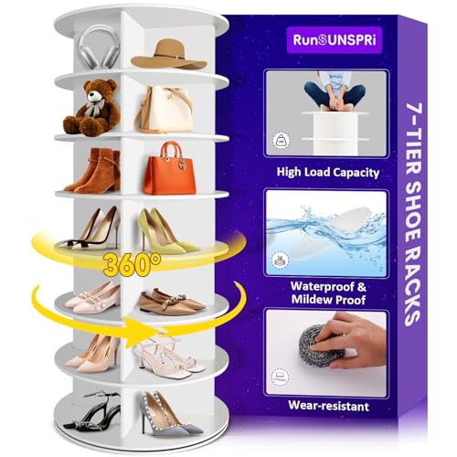7 Tier Rotating Shoe Rack Tower - 360° Spin, Large Capacity, Space Saver - Variation of THIS listing