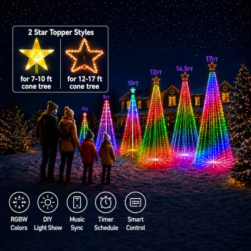 HIITEN 7FT Outdoor Christmas Tree with Lights, DIY Light Show & Remote