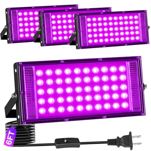 50W Black Light IP66 Waterproof Flood Light with Switch +6FT Cord - Halloween Party