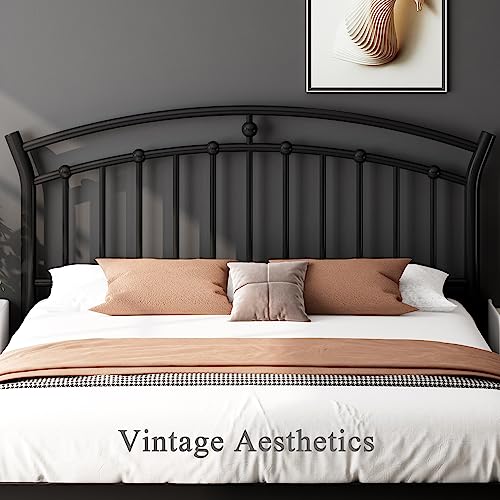 Heavy-Duty Metal Bed Frame with 13 Steel Slats and Under-Bed Storage