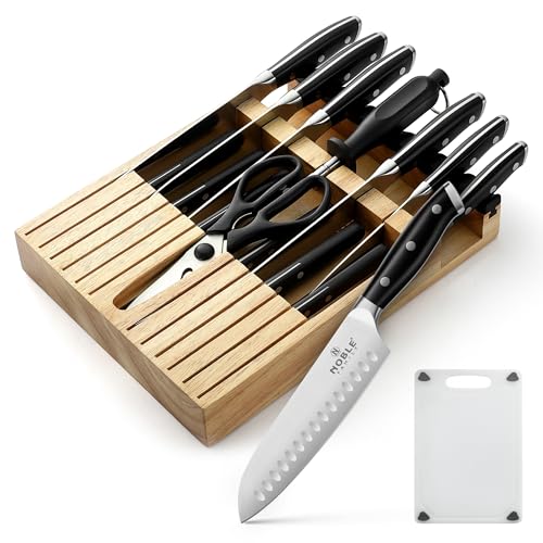 Knife Set with Block Black - 16-Piece Kitchen Cutlery & Sharpener